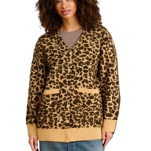 Stan ray mohair knit  Leopard Print pocket Cardigan NWOT